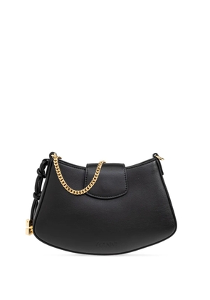 GANNI logo-charm leather tote bag - Black