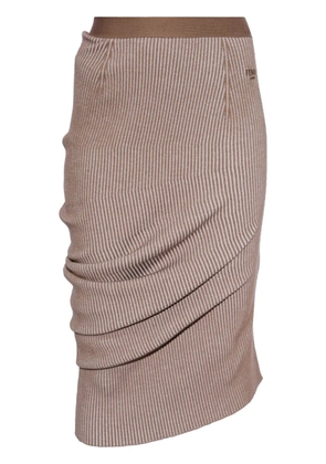 FENDI rib-knit wool pencil skirt - Brown