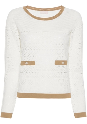 LIU JO long-sleeve pointelle-knit blouse - Neutrals