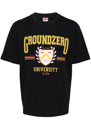 Ground Zero University logo-print cotton T-shirt - Black
