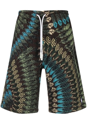 COUNTY OF MILAN feather-print straight-leg shorts - Brown