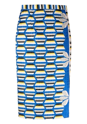 Gemy Maalouf geometric-pattern high-waist midi skirt - Blue