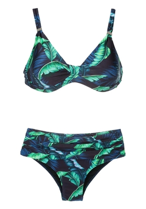 Lygia & Nanny Marianne twisted leaf-print bikini - Blue