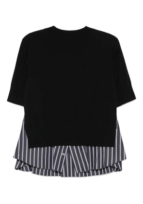 sacai layered striped knit top - Black