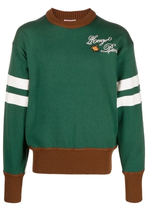 Kenzo logo-embroidered wool-blend jumper - Green