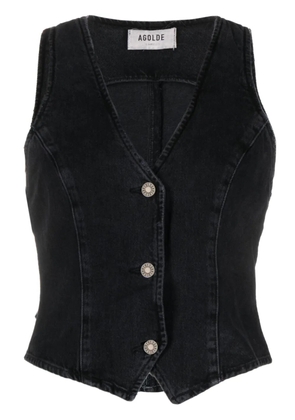 AGOLDE Heller button-up denim waistcoat - Black