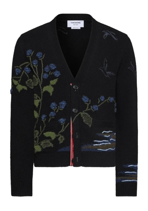 Thom Browne intarsia-knit V-neck cardigan - Black