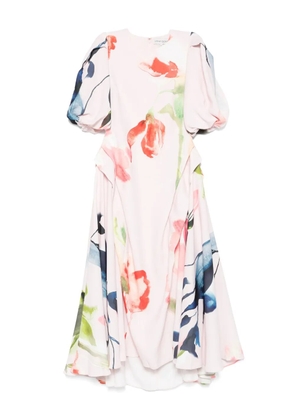 Stine Goya puff-sleeve floral-print midi dress - Pink