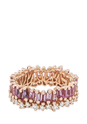 Suzanne Kalan 18kt rose gold diamond and sapphire ring - Pink