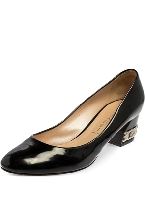 Casadei pre-owned patent block-heel pumps - Black