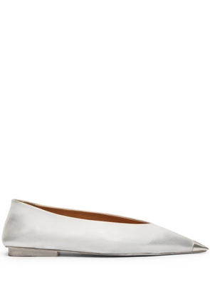 Marsèll Ago pointed-toe leather ballet flats - Silver