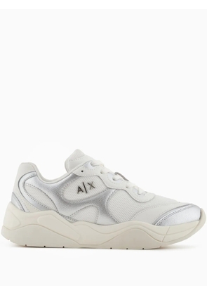 Armani Exchange metallic-finish sneakers - White