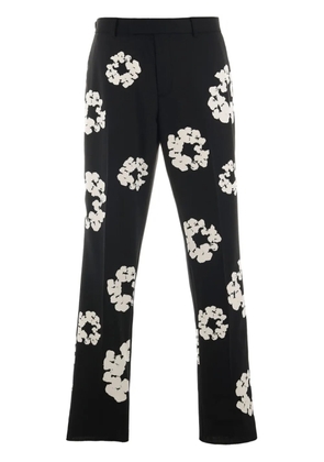 SAINT MXXXXXX Wreath-print tailored trousers - Black