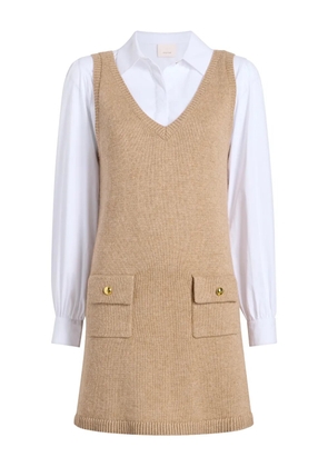Cinq A Sept Vivianne pocket V-neck mini dress - Neutrals