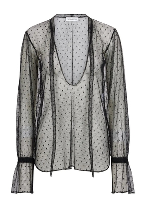 Nina Ricci polka-dot ruffled top - Black