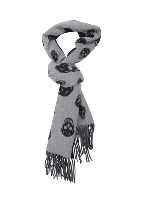 Alexander McQueen skull-pattern fringed scarf - Grey