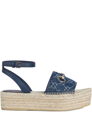 Gucci 45mm signature Horsebit detail denim sandals - Blue
