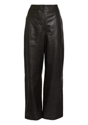 Yves Salomon wide-leg leather trousers - Brown