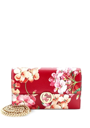 Gucci Pre-Owned Icon Wallet on Chain Blooms Print Leather crossbody bag - Red