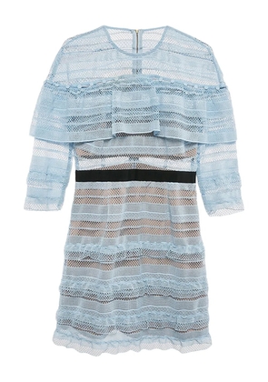 Self-Portrait lace frill mini dress - Blue