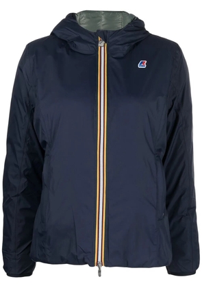 K-Way stripe-detail hooded down jacket - Blue