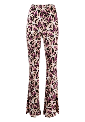 DVF Diane von Furstenberg Brooklyn floral-print flared trousers - Purple