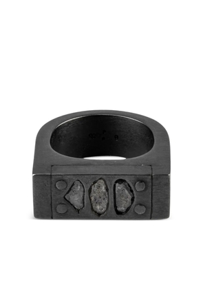 Parts of Four Plate Single three-diamond-slab ring - Silver