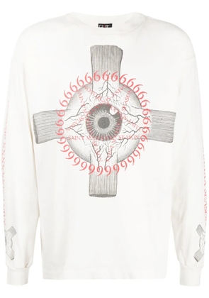 SAINT MXXXXXX graphic-print long-sleeve T-shirt - Neutrals