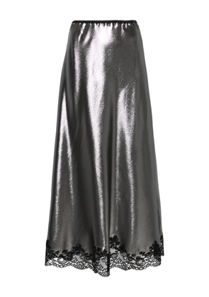 Carine Gilson lace-trim lurex maxi skirt - Silver
