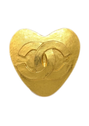 CHANEL Pre-Owned 1995 CC heart brooch - Gold