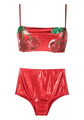 Brigitte Carnaval/Festival sequin-embellished metallic bikini - Red