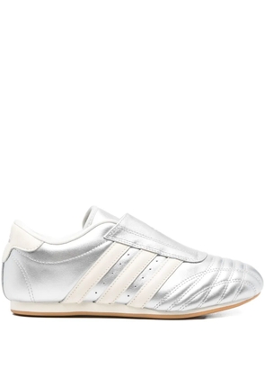adidas three-stripe metallic-leather sneakers - Silver