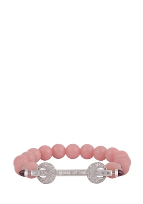 Ananya 18kt white gold Chakra pink opal and diamond bracelet - Silver