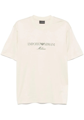Emporio Armani logo-embroidered T-shirt - Neutrals