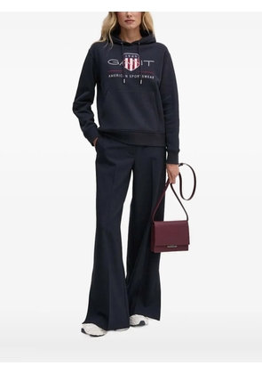 Gant logo-embroidered hoodie - Blue