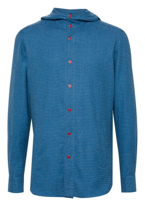 Kiton checked hoodie - Blue