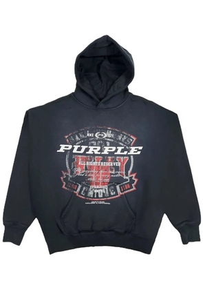 Purple Brand graphic-print cotton hoodie - Black
