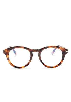 TOM FORD Eyewear tortoiseshell round-frame glasses - Brown