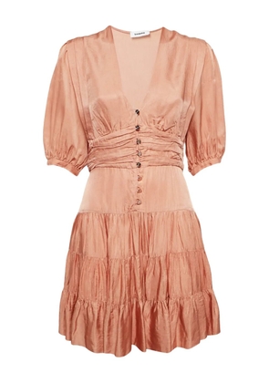 SANDRO pre-owned puff-sleeved tiered dress - Orange