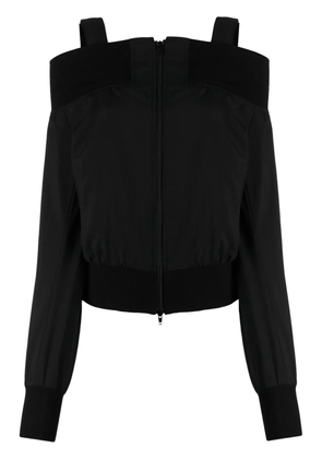 Yohji Yamamoto off-shoulder zip-up wool jacket - Black