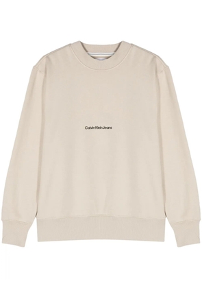Calvin Klein Jeans Relaxed embroidered-logo sweatshirt - Neutrals