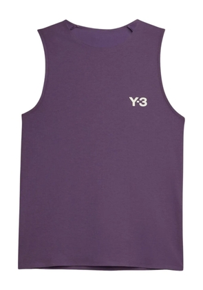 Y-3 logo-print cut-out performance top - Purple