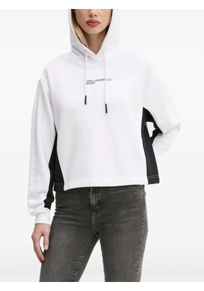 Karl Lagerfeld Jeans logo-detail colour-block hoodie - White