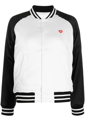 CHOCOOLATE logo-appliqué satin bomber jacket - White