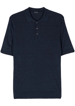 Barba ribbed-knit polo shirt - Blue