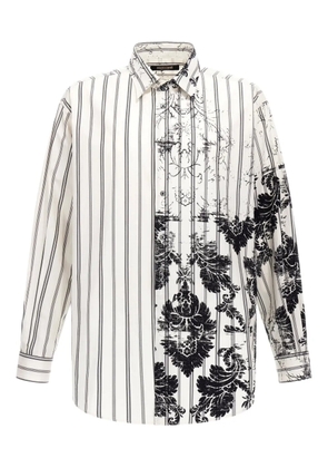Roberto Cavalli Broccato-print striped shirt - White
