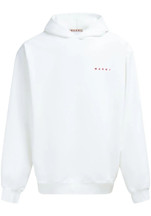 Marni logo-print cotton hoodie - White