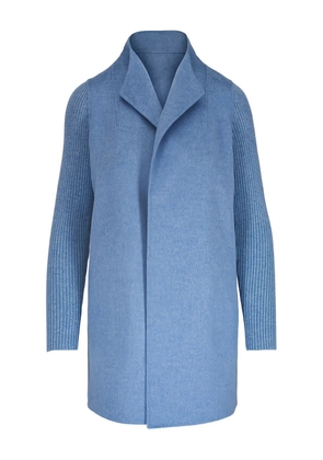 Kinross Cashmere shawl-collar ribbed coat - Blue