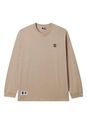 FINGERCROXX embroidered long-sleeve T-shirt - Brown
