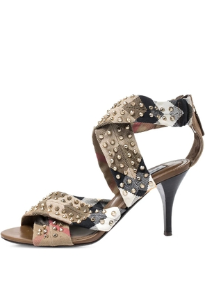 Burberry Pre-Owned 85mm leather studded sandals - Neutrals